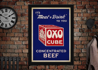 Oxo Concentrated Beef Stock Vintage Style Food Advertising Poster