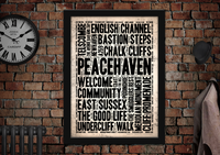 Peacehaven Town Letter Press Style Poster