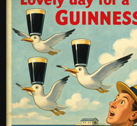 Penarth Seagull Lovely Day for a Guinness Vintage Style Advertising Poster