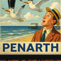 Penarth Seagull Lovely Day for a Guinness Vintage Style Advertising Poster