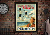 Penarth Seagull Lovely Day for a Guinness Vintage Style Advertising Poster
