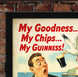 Penarth Seagull Steals Chips Guinness Vintage Style Advertising Poster