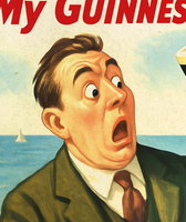 Penarth Seagull Steals Chips Guinness Vintage Style Advertising Poster
