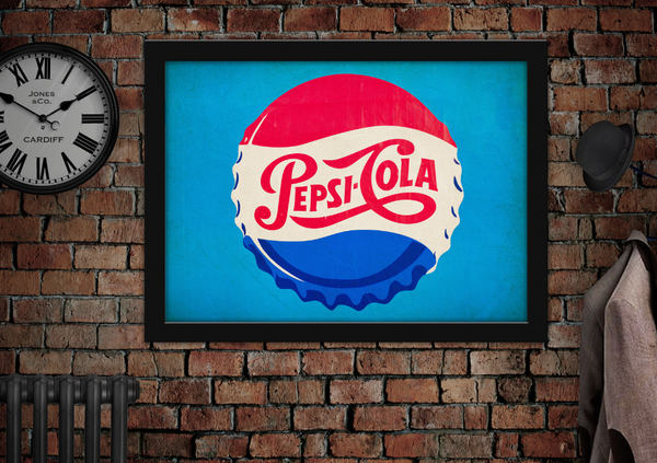 Pepsi Cola Bottle Cap Pop Art Retro Style Drinks Poster