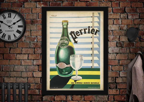 Perrier Eau Mineral Gazeuse Naturelle Vintage Style Drinks Poster
