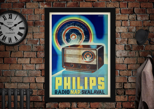 Philips Radio Nap Skalaval Vintage Style Poster