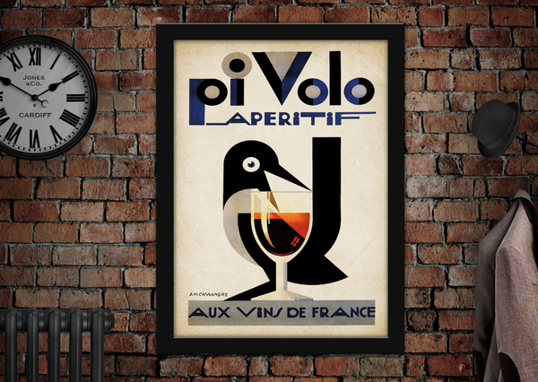Pi Volo AM Cassandre Vintage Style Poster