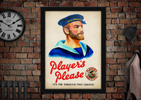 Player's Please Navy Cut Cigarettes Vintage Style Poster