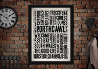 Porthcawl Letter Press Style Poster