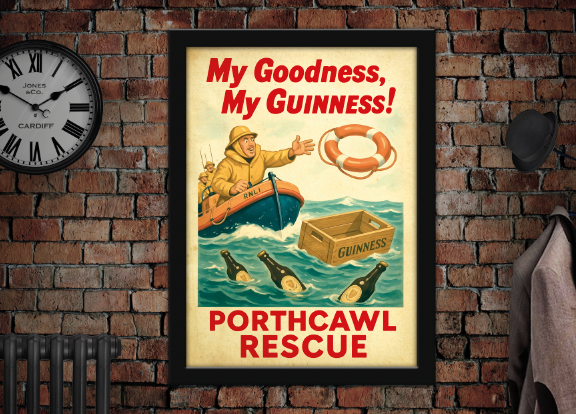 Porthcawl RNLI Rescue Vintage Guinness Advertising Poster