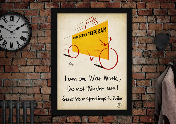Post Office Telegram I am on War Work Vintage Style Poster