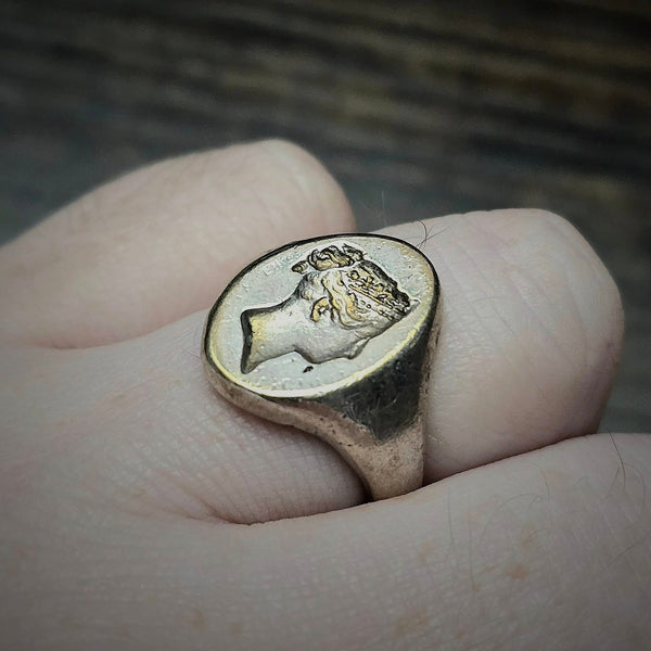 Queen Victoria Cast Silver Signet Ring