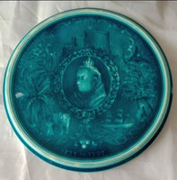 Queen Victoria Jubilee Minton Hollins Blue Glaze Ceramic Tea Stand