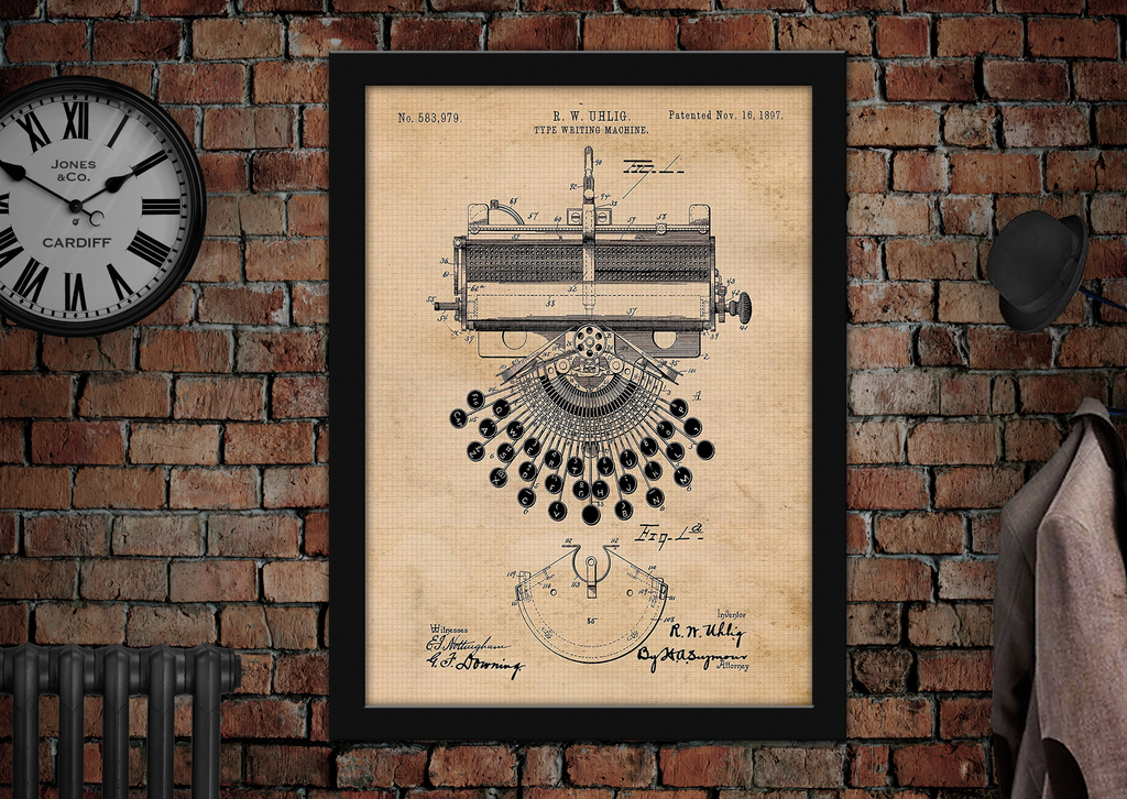 Home › R. W. Uhlig Type Writing Machine 1897 Blueprint Patent No ...