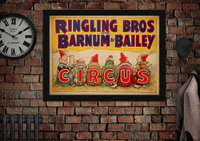 Ringling Brothers Clowns Vintage Entertainment Poster