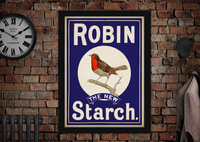 Robin Starch Enamel Sign Vintage Style Poster