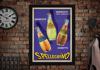 San Pellegrino Drinks Bottles Vintage Style Poster