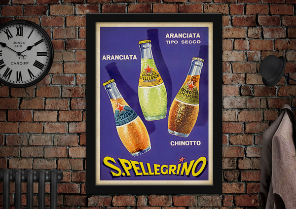 San Pellegrino Drinks Bottles Vintage Style Poster