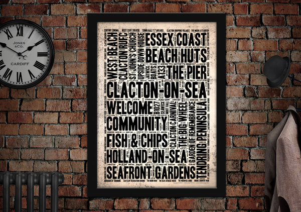 Clacton-on-Sea Town Letter Press Style Poster