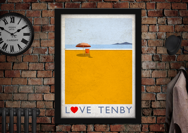 Tenby Relax on Beach Poster