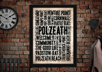 Polzeath Letter Press Style Poster