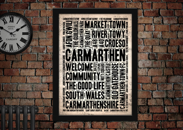 Carmarthen Town Letter Press Style Poster