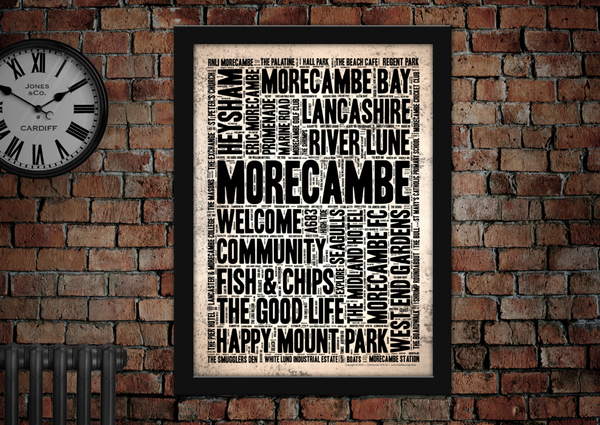 Morecambe English Towns Letter Press Style Poster