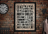 North Shields Letter Press Style Poster