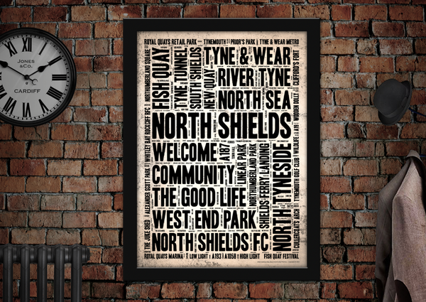 North Shields Letter Press Style Poster
