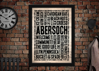 Abersoch Welsh Towns Letter Press Style Poster