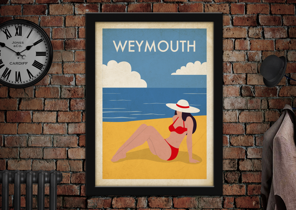 Weymouth Sunbathing Holiday Advertising Poster