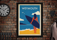 Weymouth Surfing Vintage Style Poster