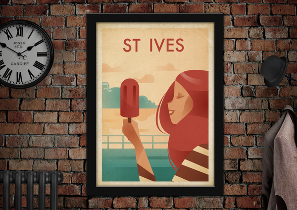 St Ives Ice Lolly Vintage Holiday Poster