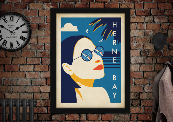 Herne Bay Sunglasses Vintage Style Holiday Poster