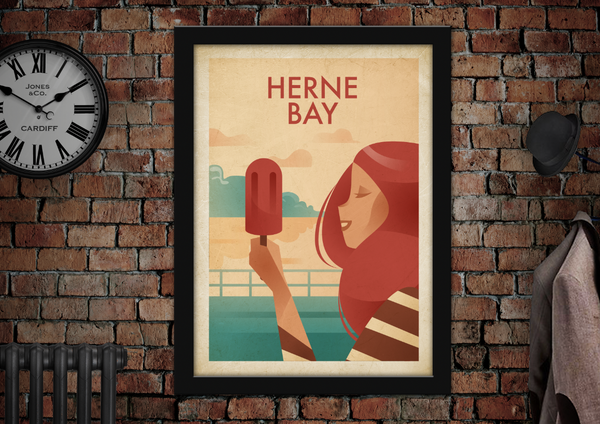 Herne Bay Ice Lolly Vintage Style Holiday Poster