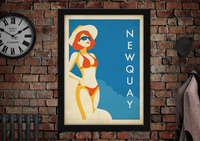 Newquay Bather Vintage Style Travel Poster