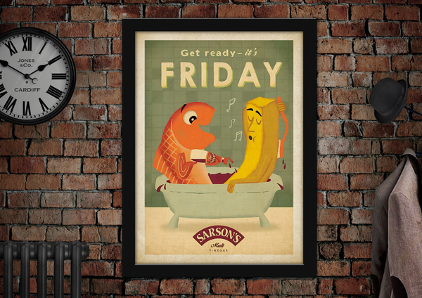 Fish and Chips Vintage Poster