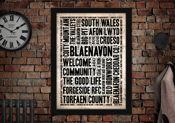 Blaenavon Welsh Towns Letter Press Style Poster
