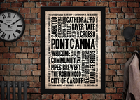 Pontcanna Cardiff Local Letter Press Style Poster