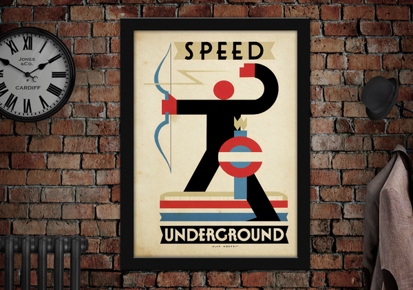 Speed Underground Vintage London Tube Train Poster