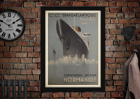 SS Normandie Transatlantique Vintage Shipping Poster