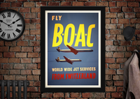 Fly BOAC Switzerland Vintage Air Travel Poster.