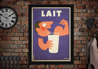 French Milk Lait Vintage Advertising Poster
