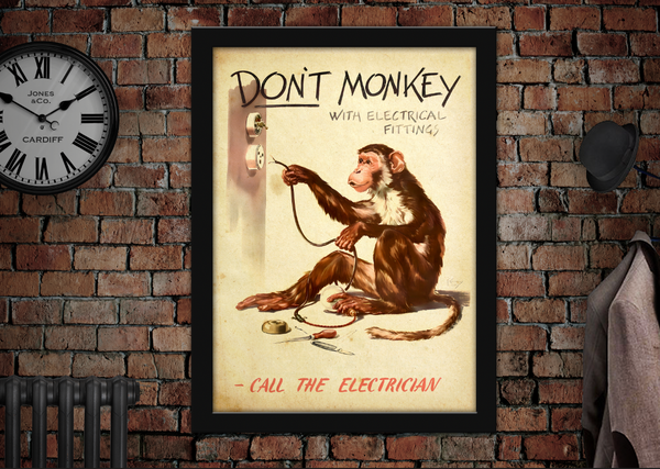 Don't Monkey with Electric Vintage Style Poster