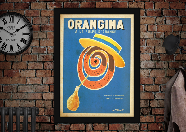 Orangina Drinking Straw Vintage Style Poster