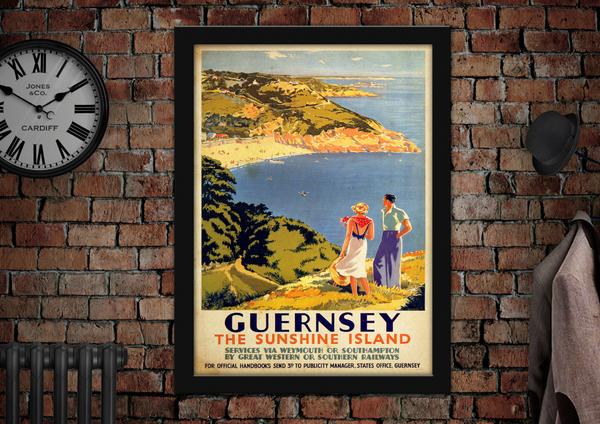 Guernsey Vintage Railway Advertising Poster.