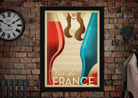 Vin De France French Vintage Style Poster