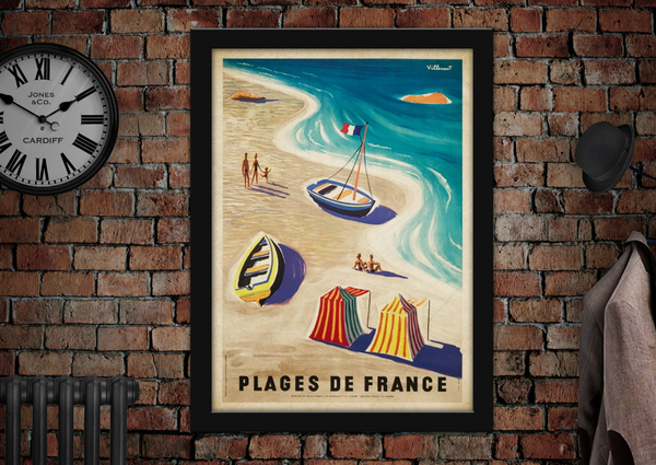 Plages De France French Vintage Style Travel Poster