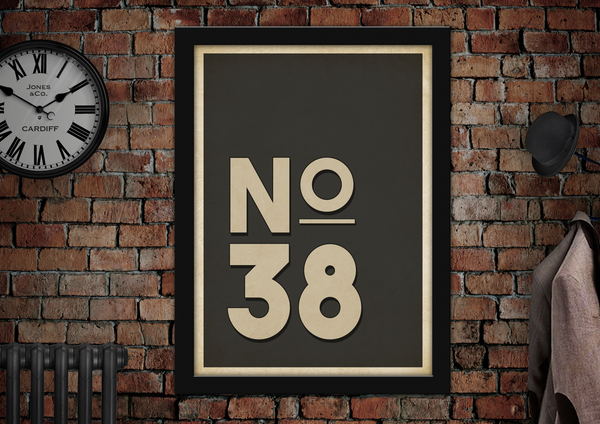 Personalised 'House Number' vintage style poster anthracite print