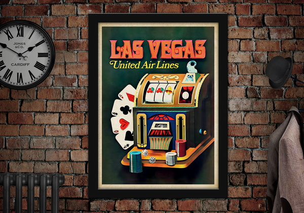 Las Vegas United Air Lines Vintage Travel Poster